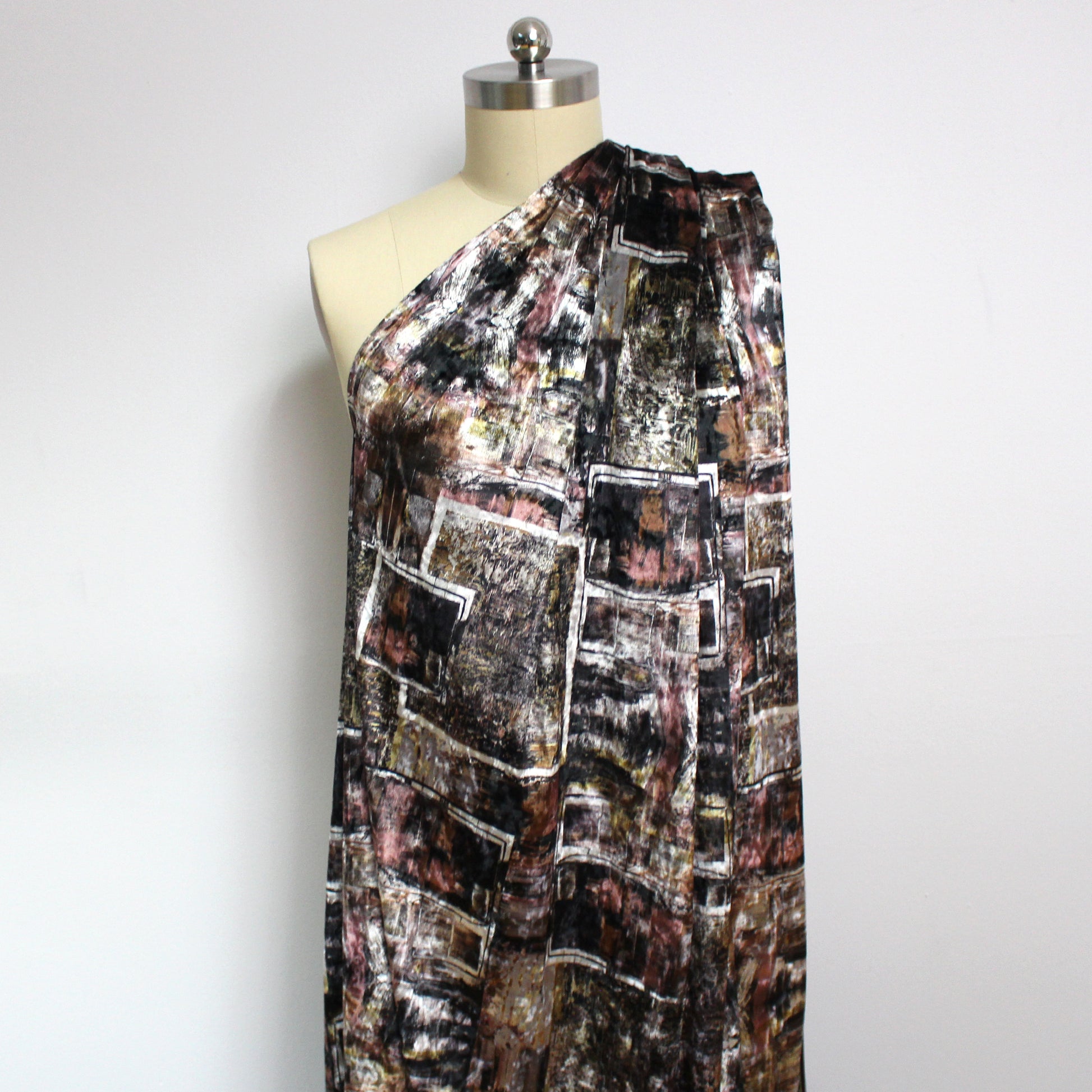 'precious metals' printed stretch velvet