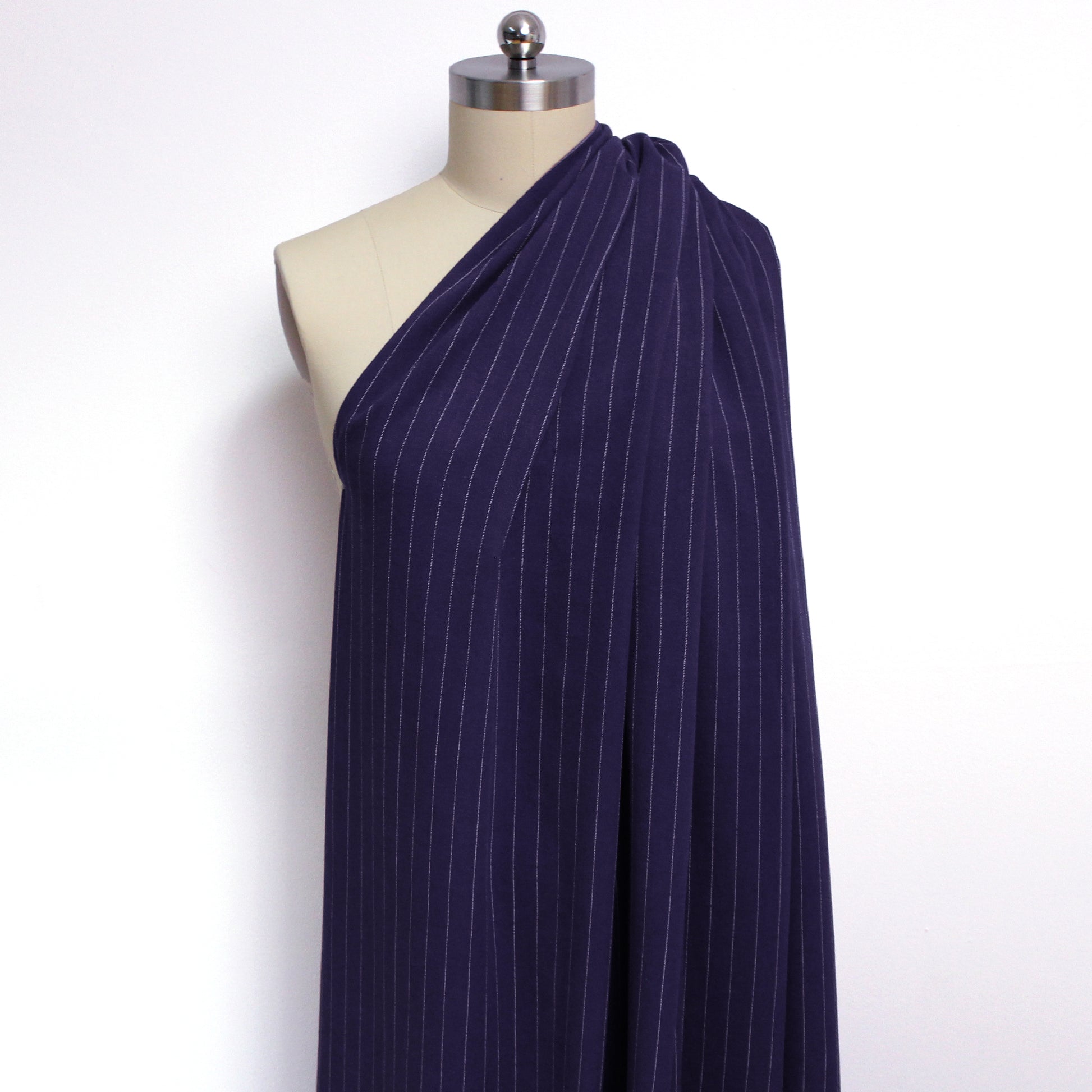 textured pinstripe rayon/linen mid-weight woven - navy