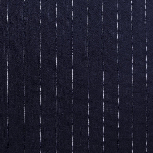 textured pinstripe rayon/linen mid-weight woven - navy