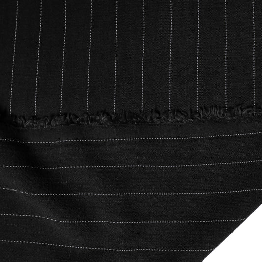 textured pinstripe rayon/linen mid-weight woven - black