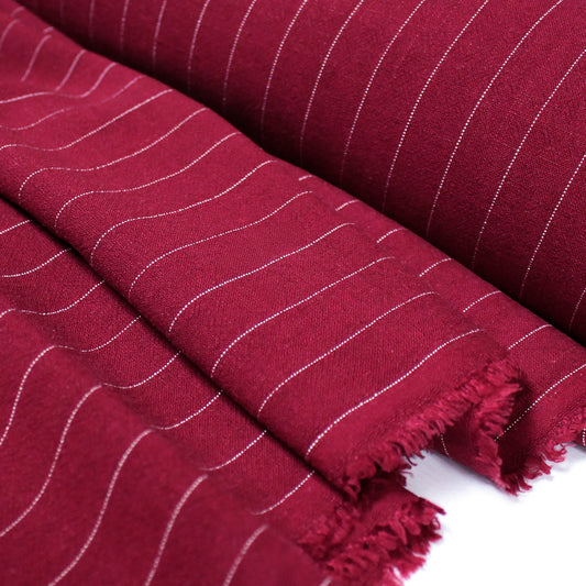 textured pinstripe rayon/linen mid-weight woven - cranberry