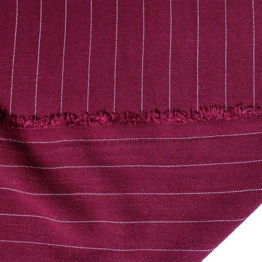 textured pinstripe rayon/linen mid-weight woven - cranberry