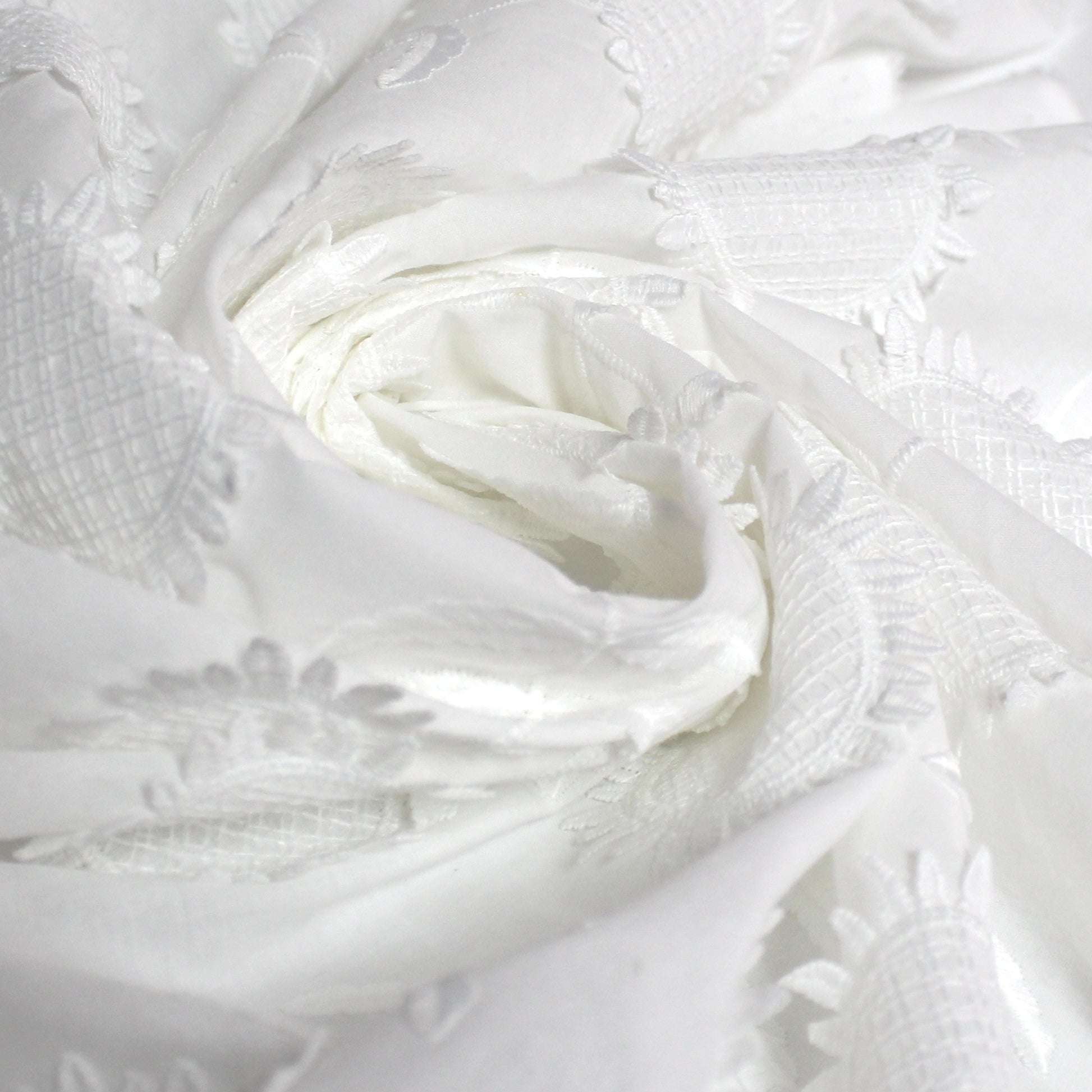 'sunflowers' embroidered cotton voile - soft white