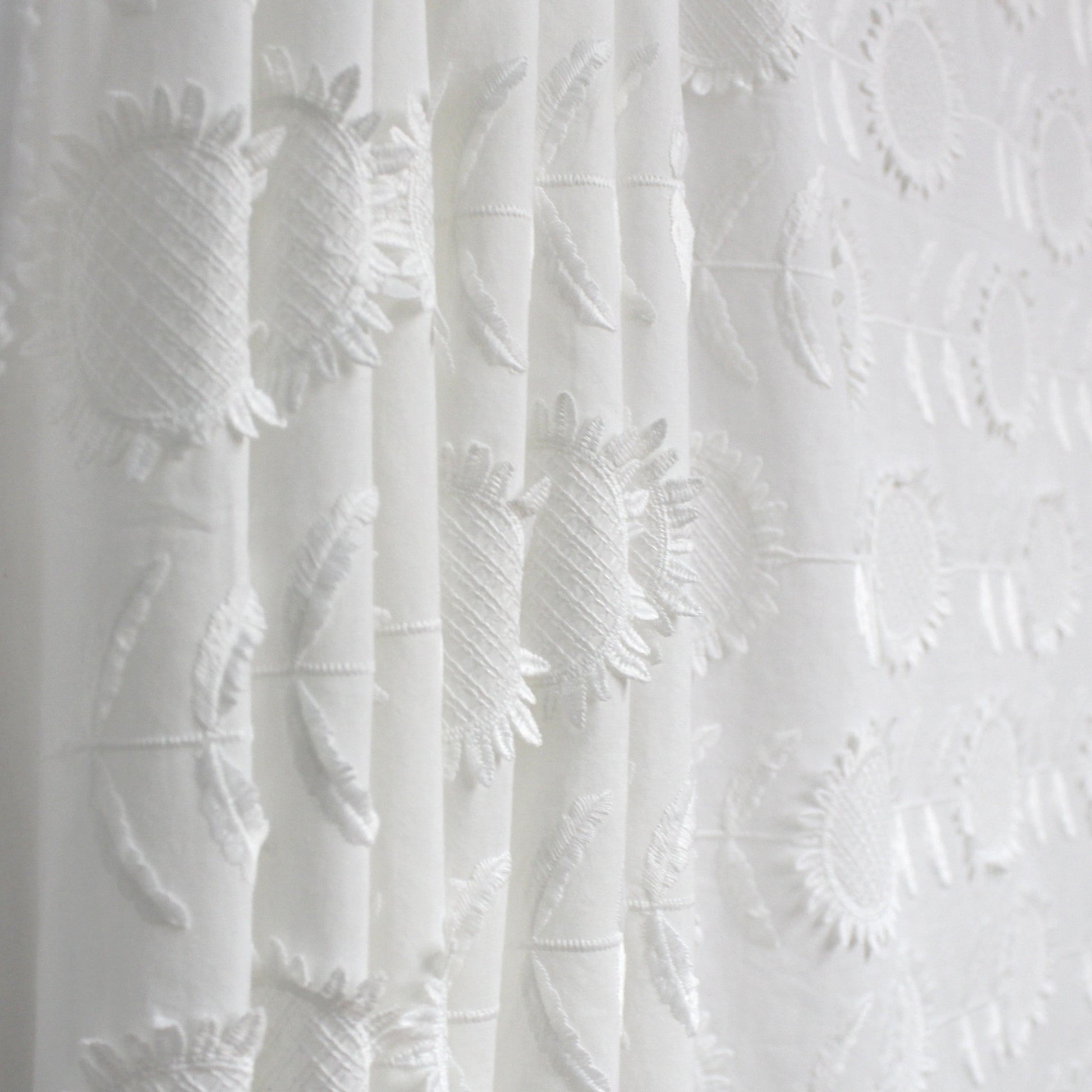'sunflowers' embroidered cotton voile - soft white