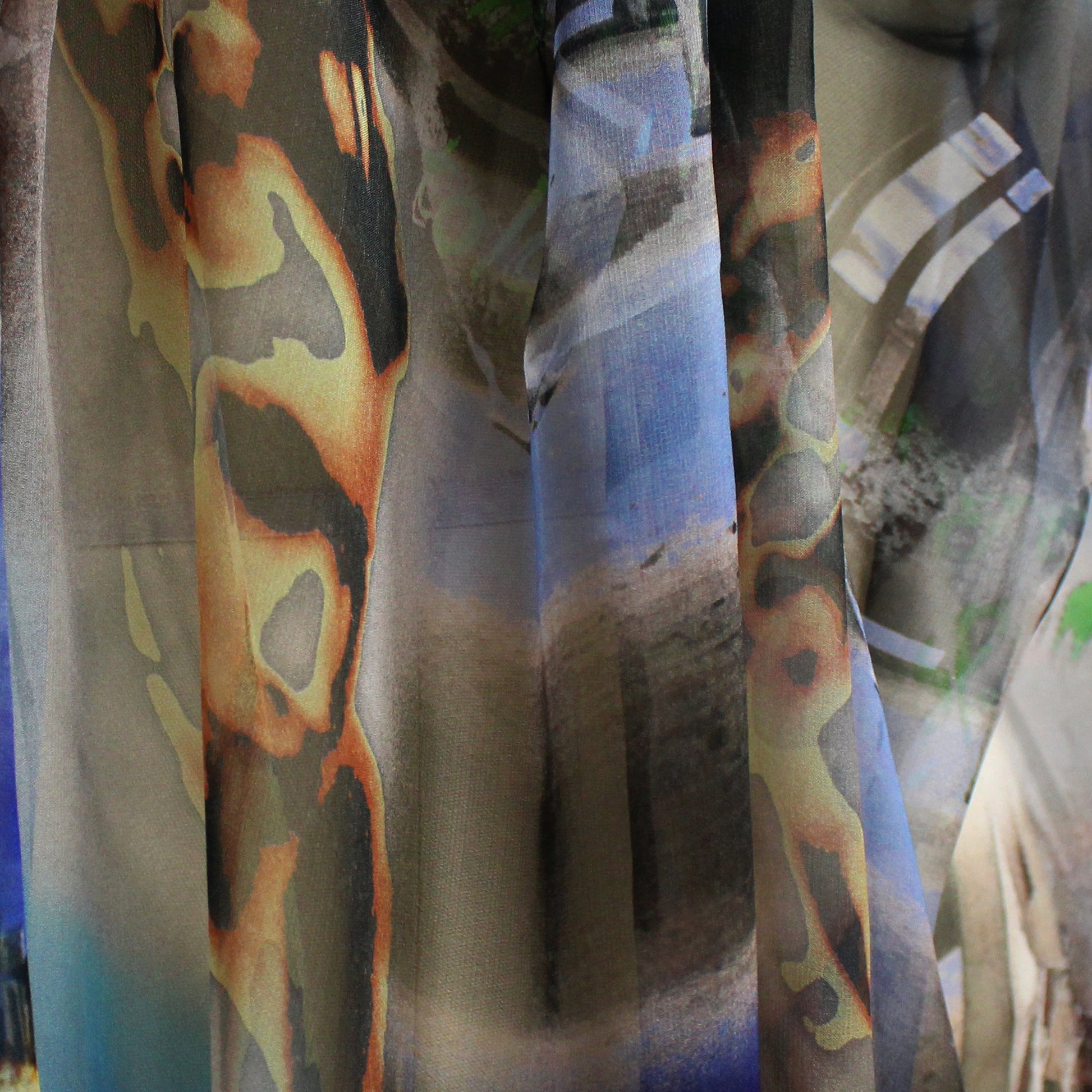 Italian 'Euro trip' graphic silk chiffon