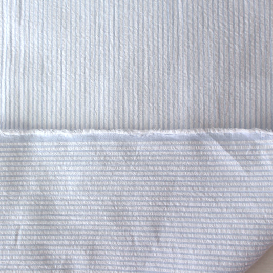 'weekender' all-cotton stripe seersucker - heather blue/white