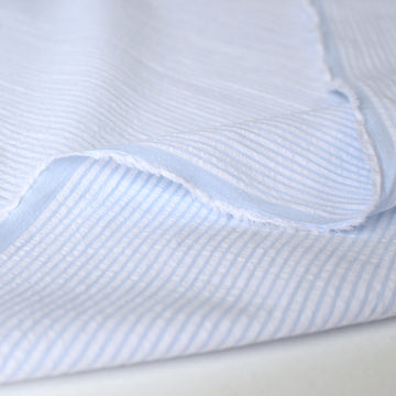 'weekender' all-cotton stripe seersucker - heather blue/white