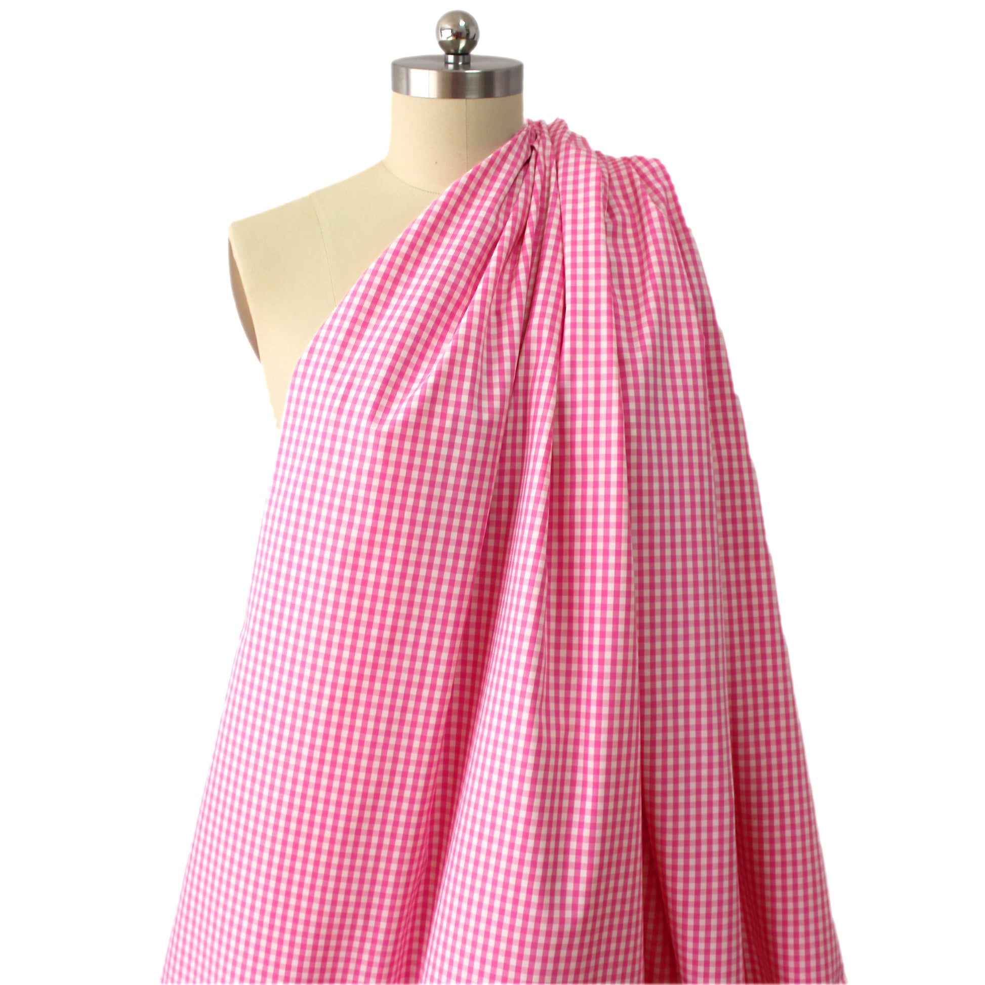 'sunnyside' gingham plaid cotton shirting - orchid/ivory