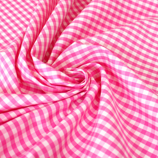 'sunnyside' gingham plaid cotton shirting - orchid/ivory