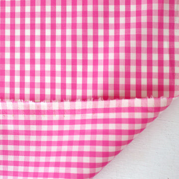 'sunnyside' gingham plaid cotton shirting - orchid/ivory