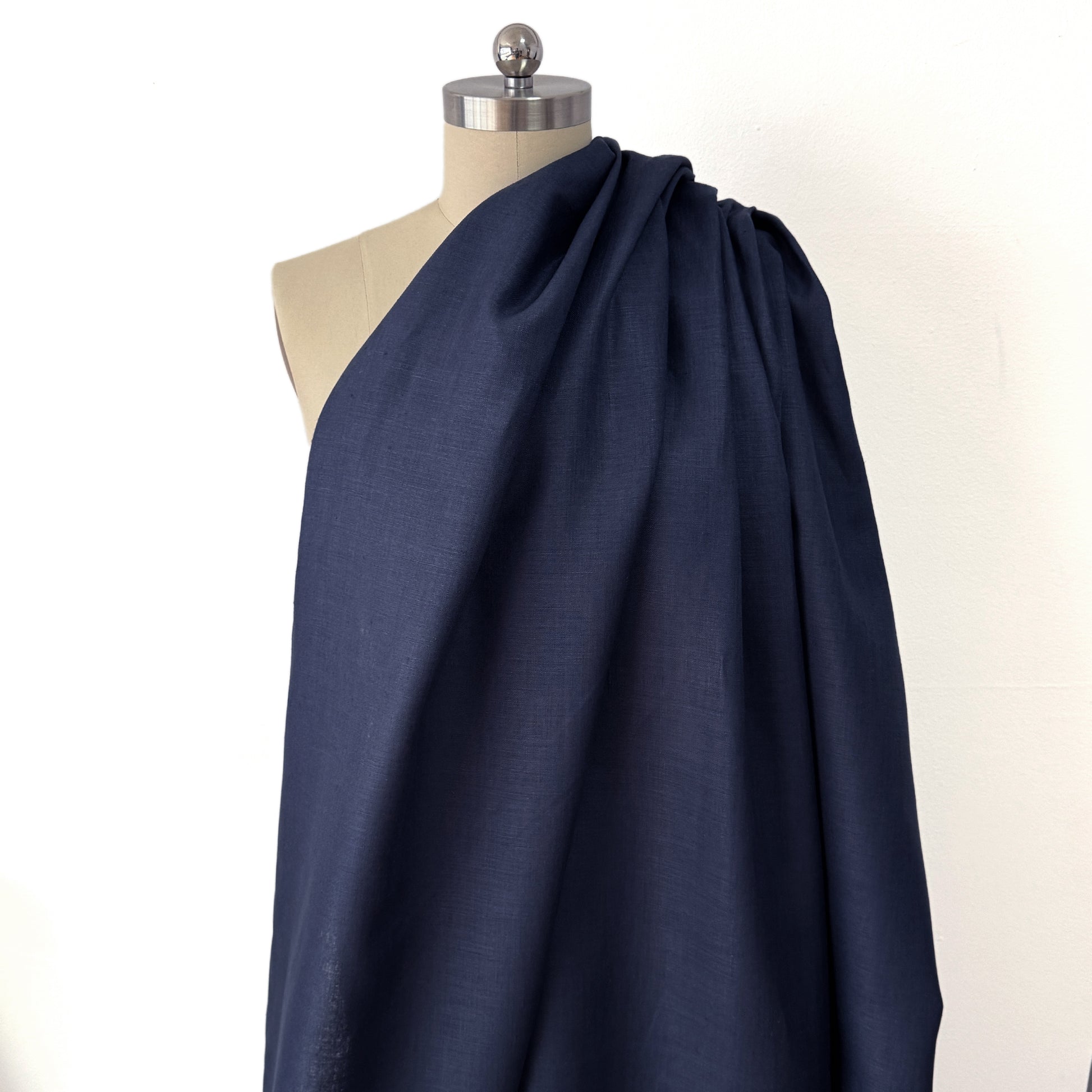 European mid-weight linen woven - dark navy