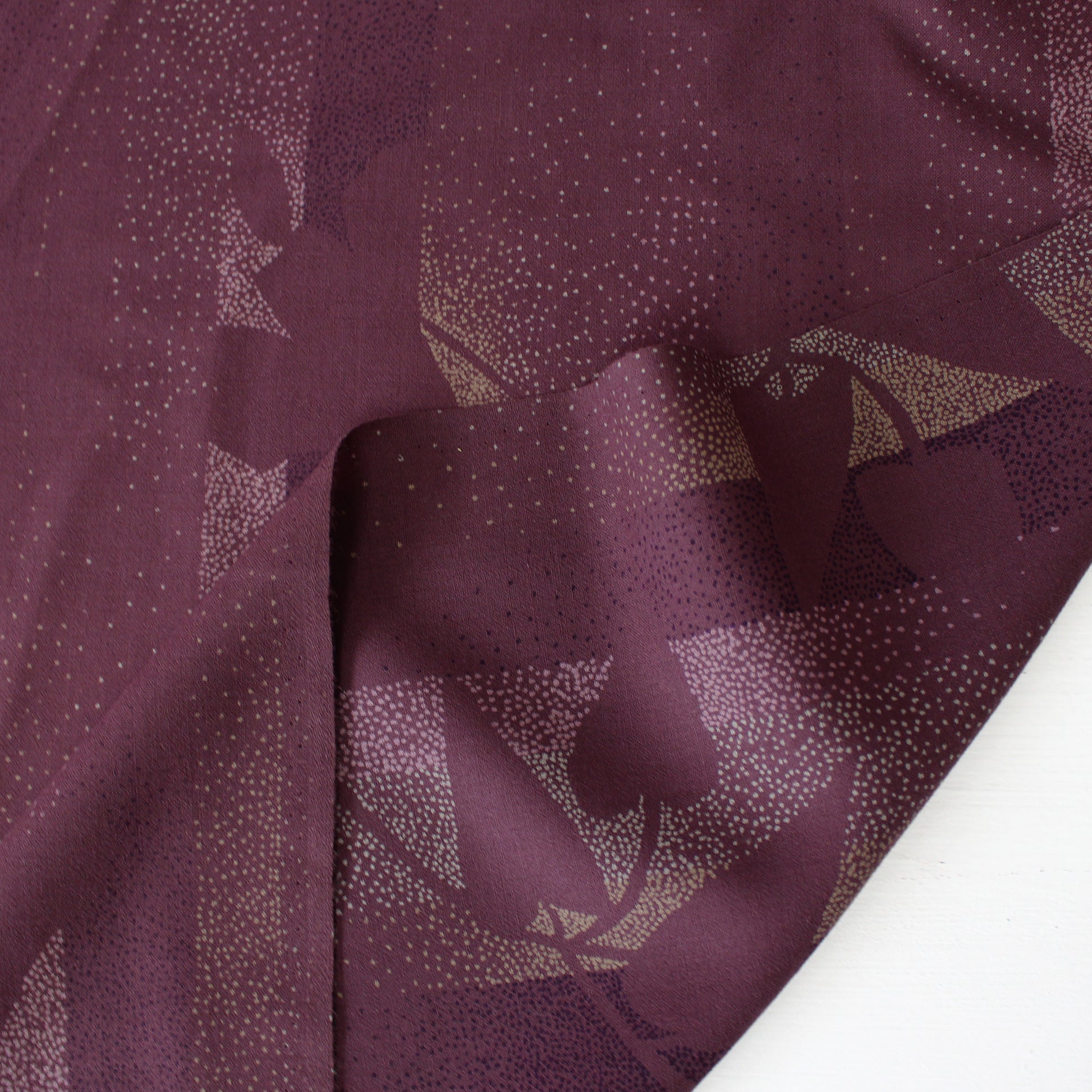 Italian 'plum garden' printed wool challis