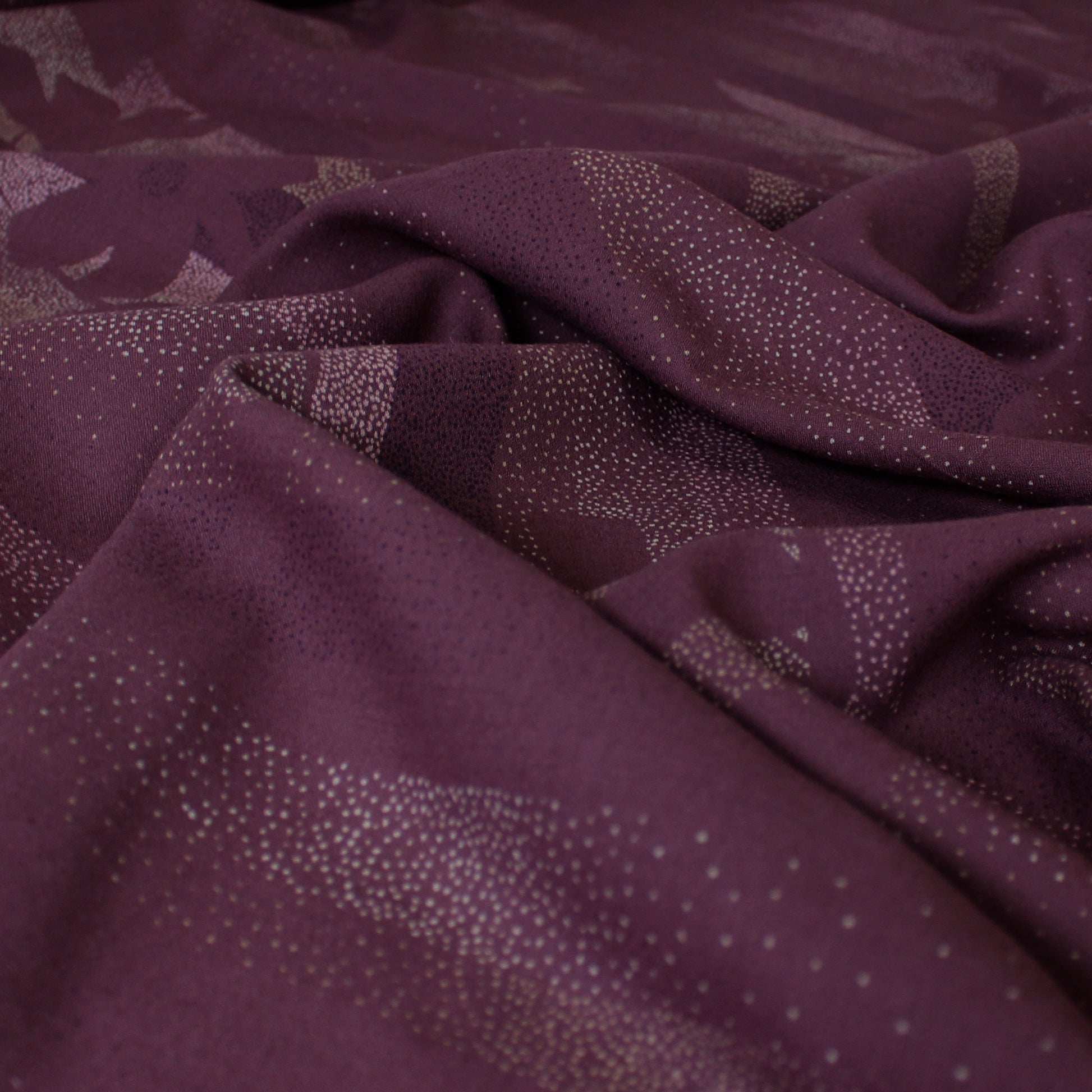 Italian 'plum garden' printed wool challis