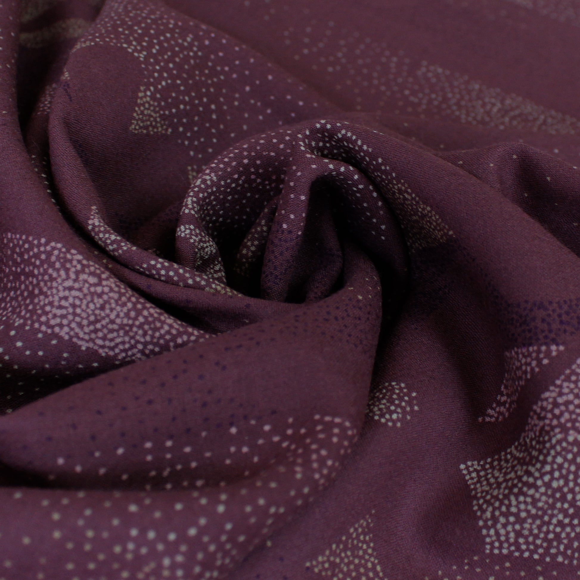 Italian 'plum garden' printed wool challis