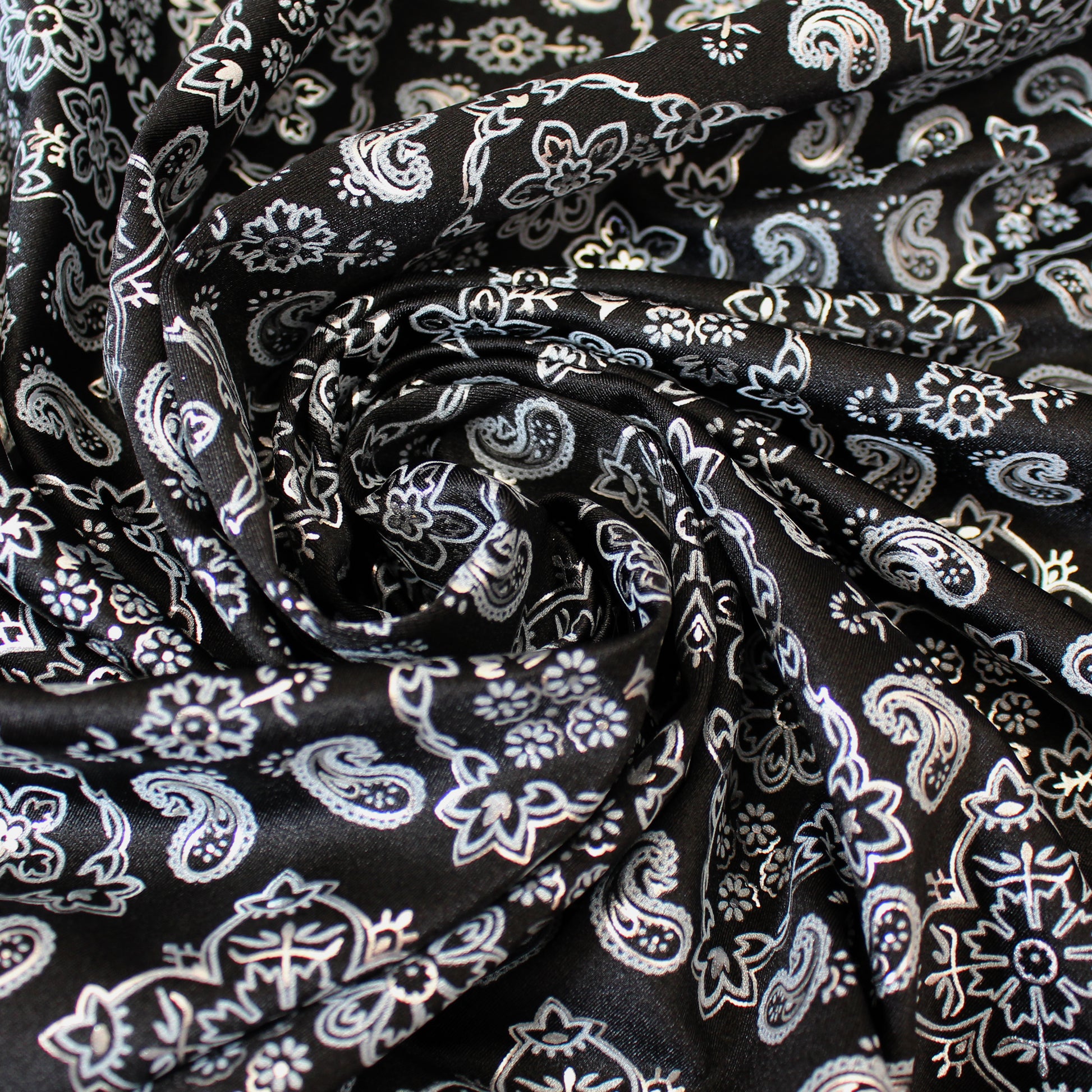 European 'metallic paisley' 4-way swim knit