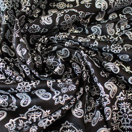 European 'metallic paisley' 4-way swim knit