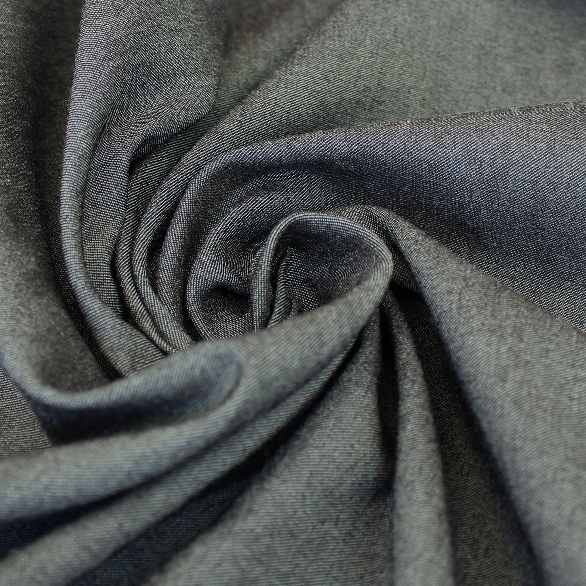 cross-dyed rayon blend stretch twill - steel indigo