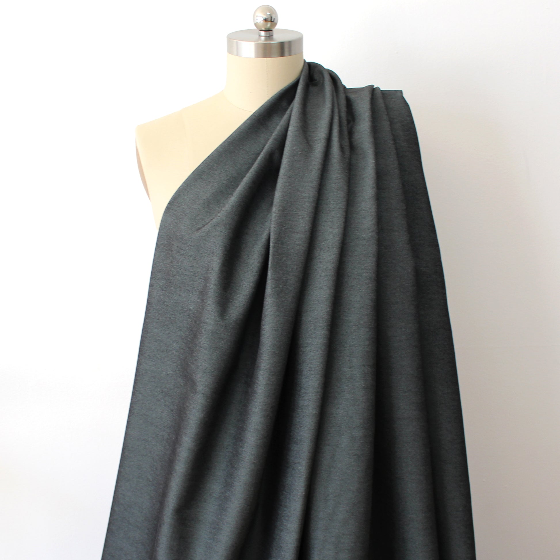 cross-dyed rayon blend stretch twill - steel indigo