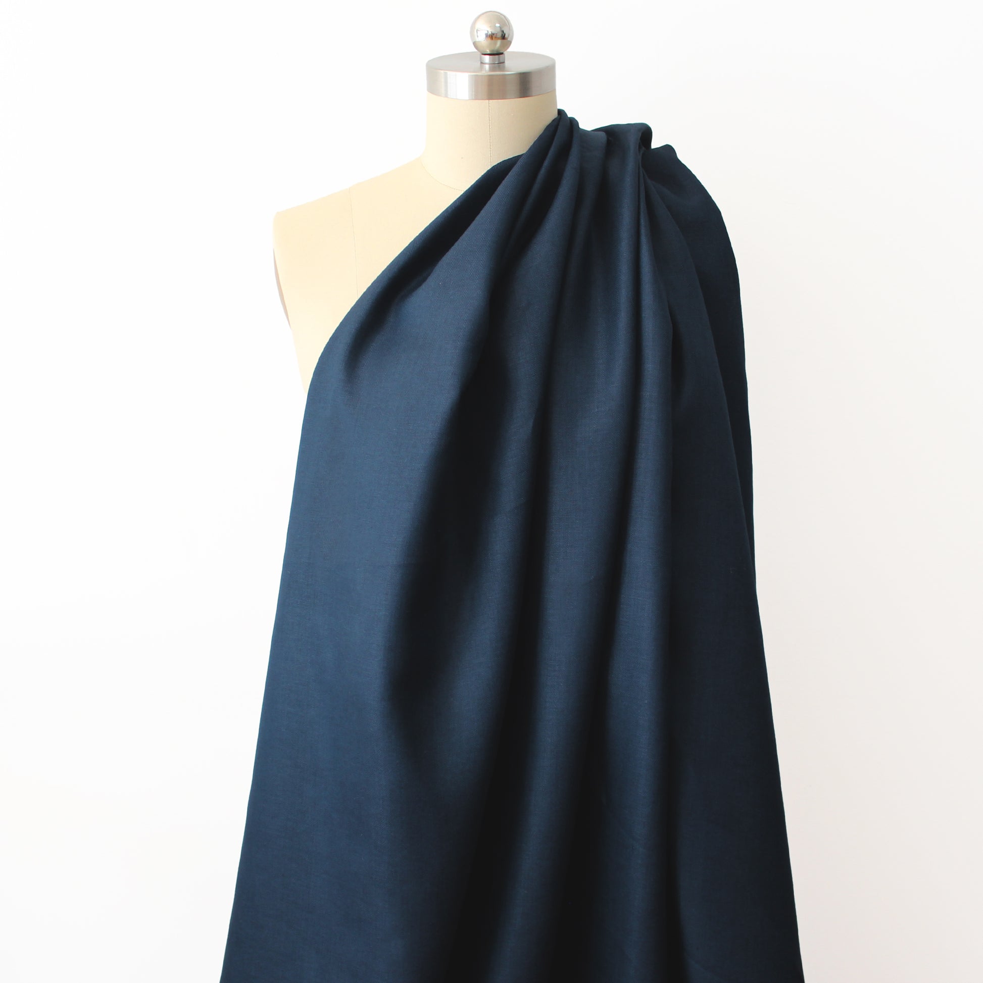 European linen mid-weight herringbone woven - navy