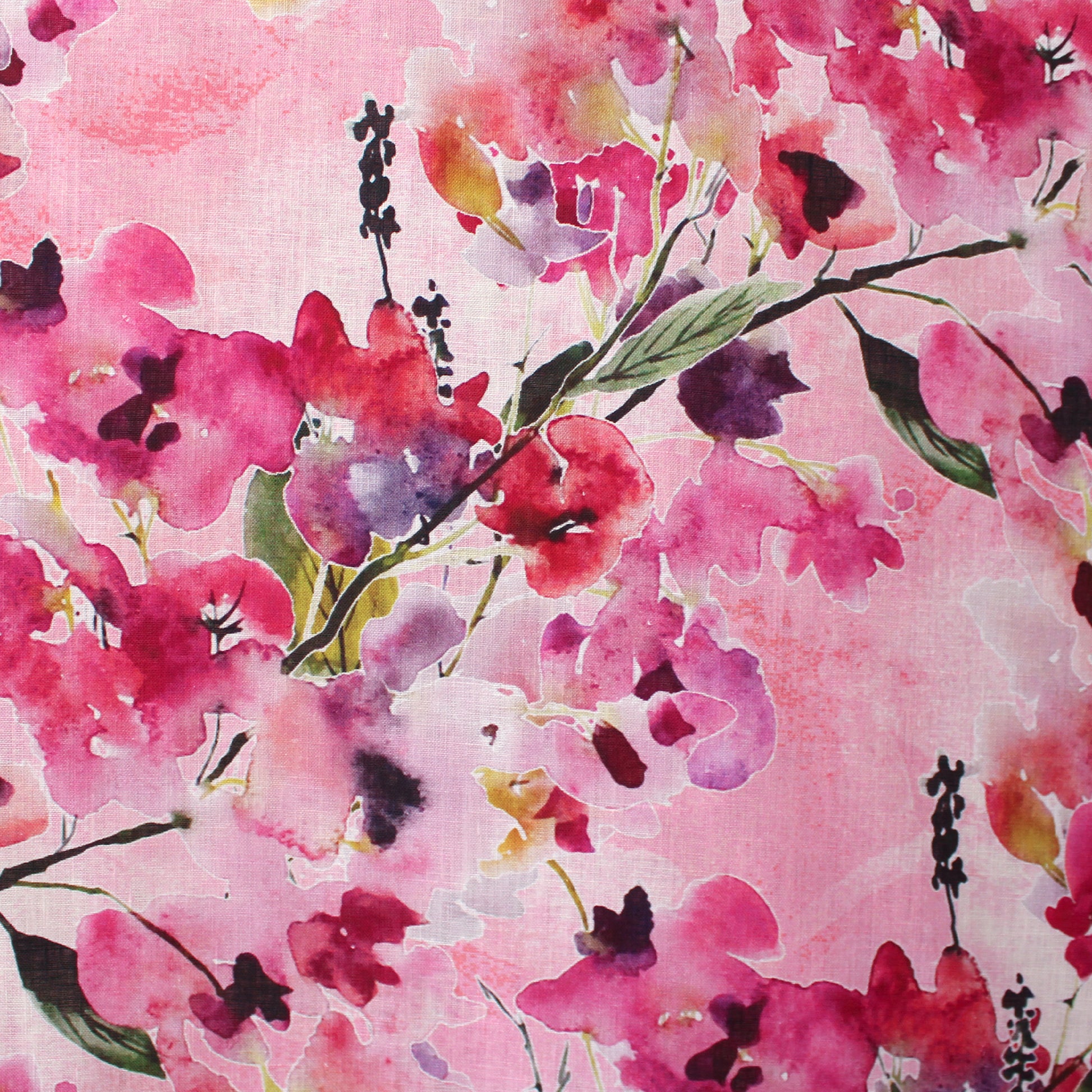 'watercolor camelia' linen dressweight woven, Oeko-Tex cert.