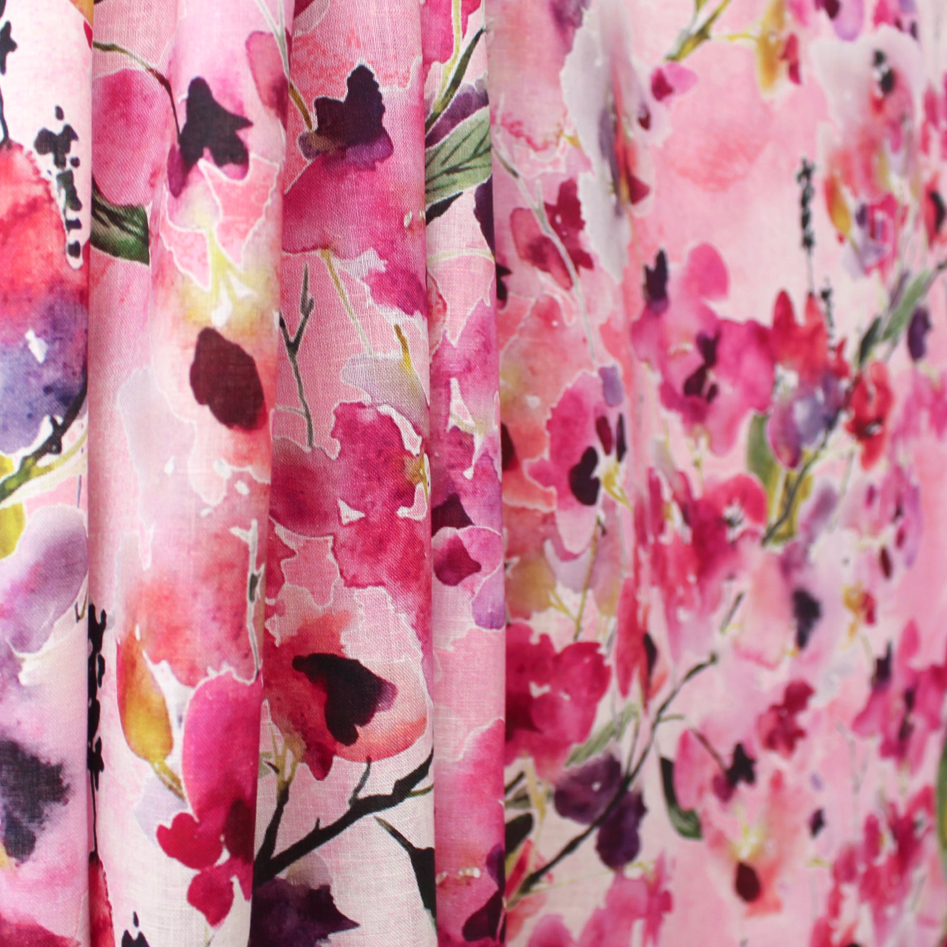 'watercolor camelia' linen dressweight woven, Oeko-Tex cert.