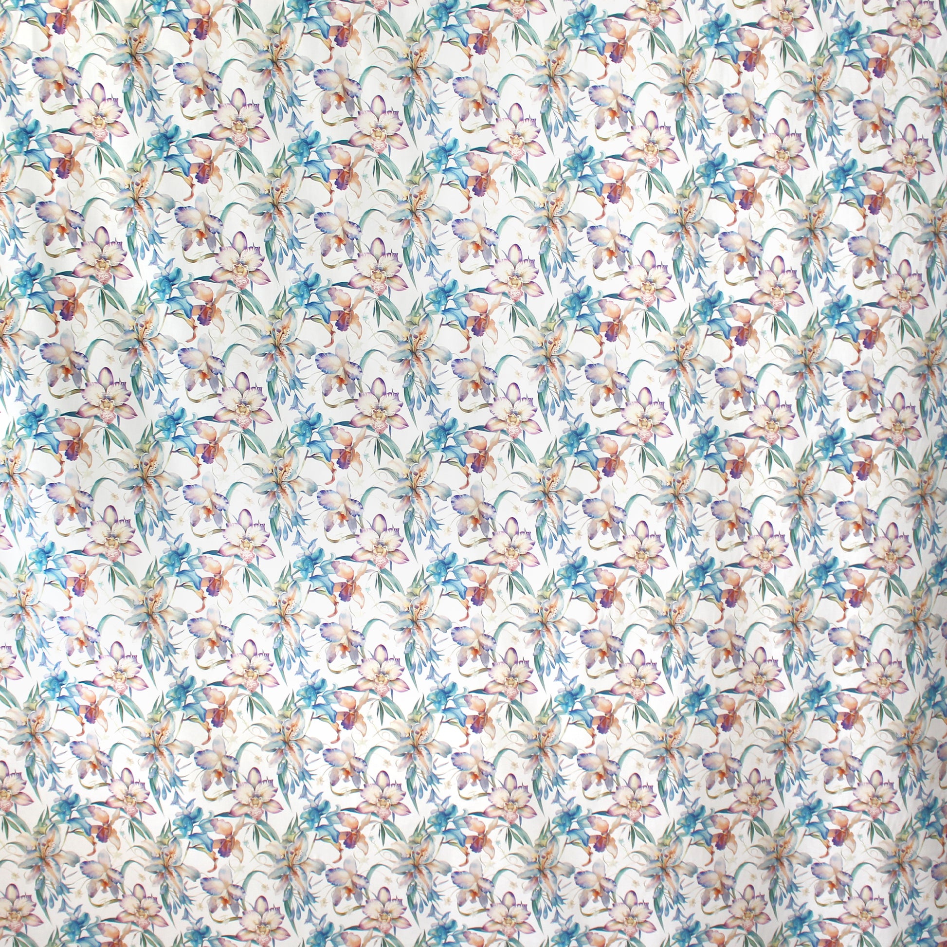 'painted orchids' stretch cotton dressweight woven