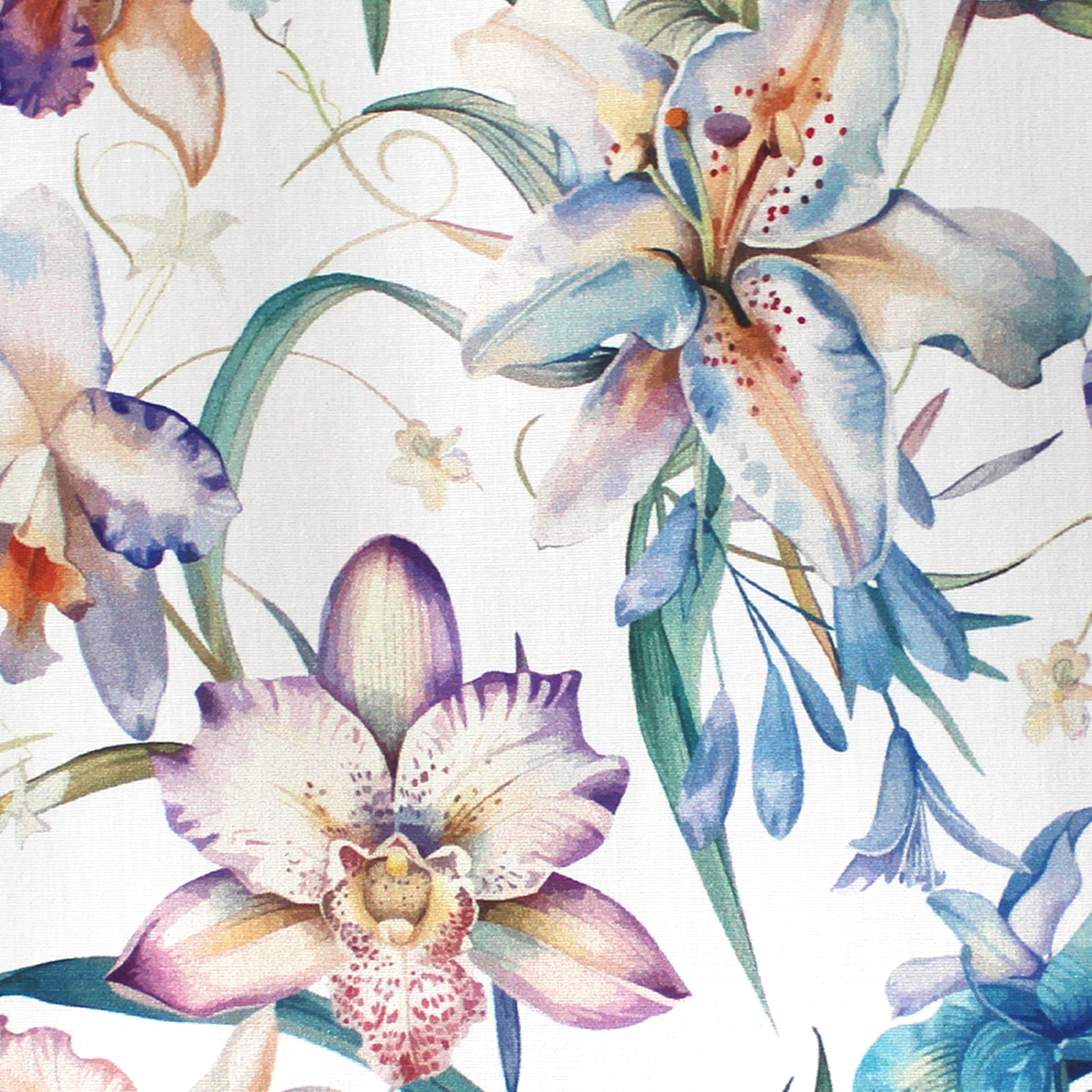 'painted orchids' stretch cotton dressweight woven