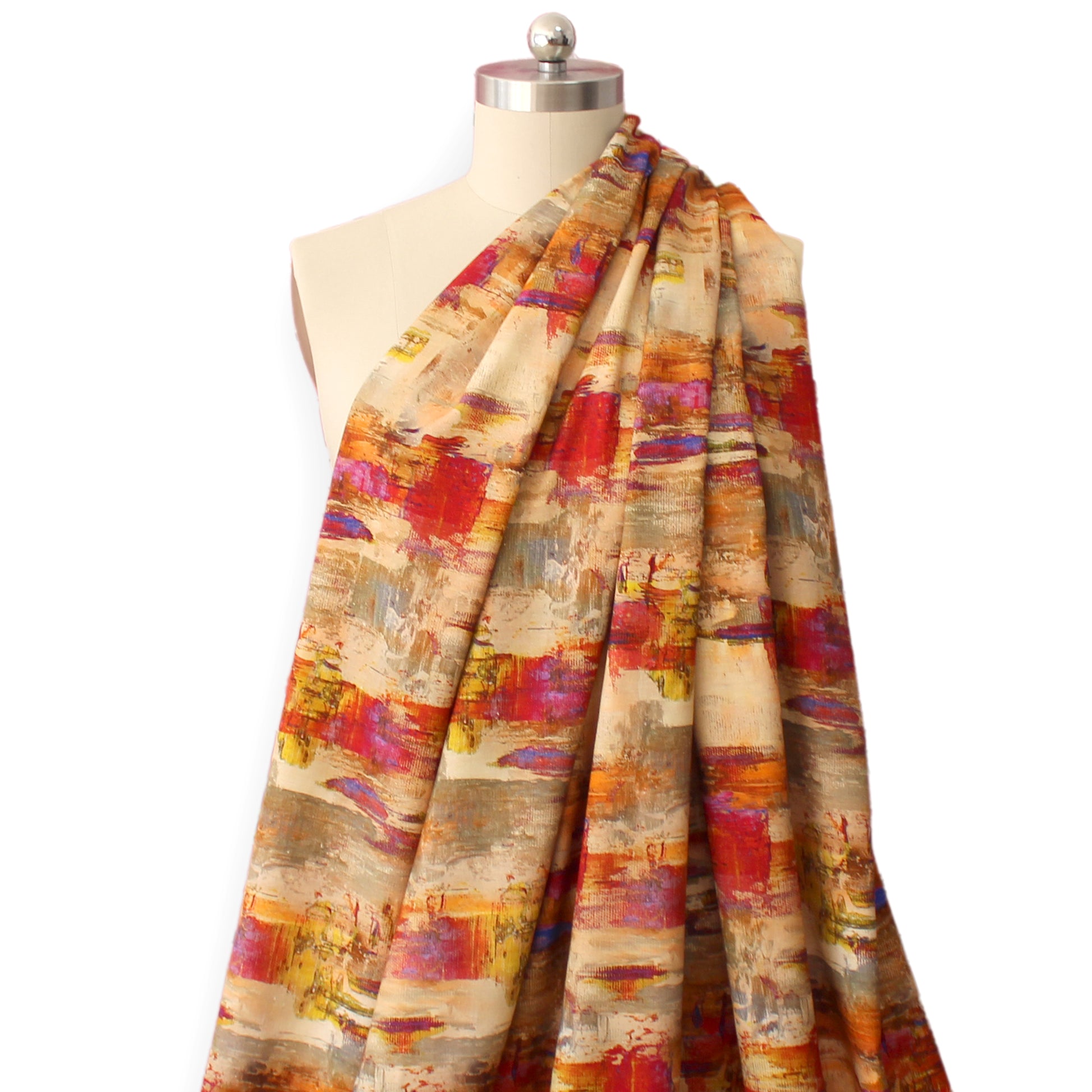 'bold brushstrokes' rayon/linen woven, Oeko-Tex cert.