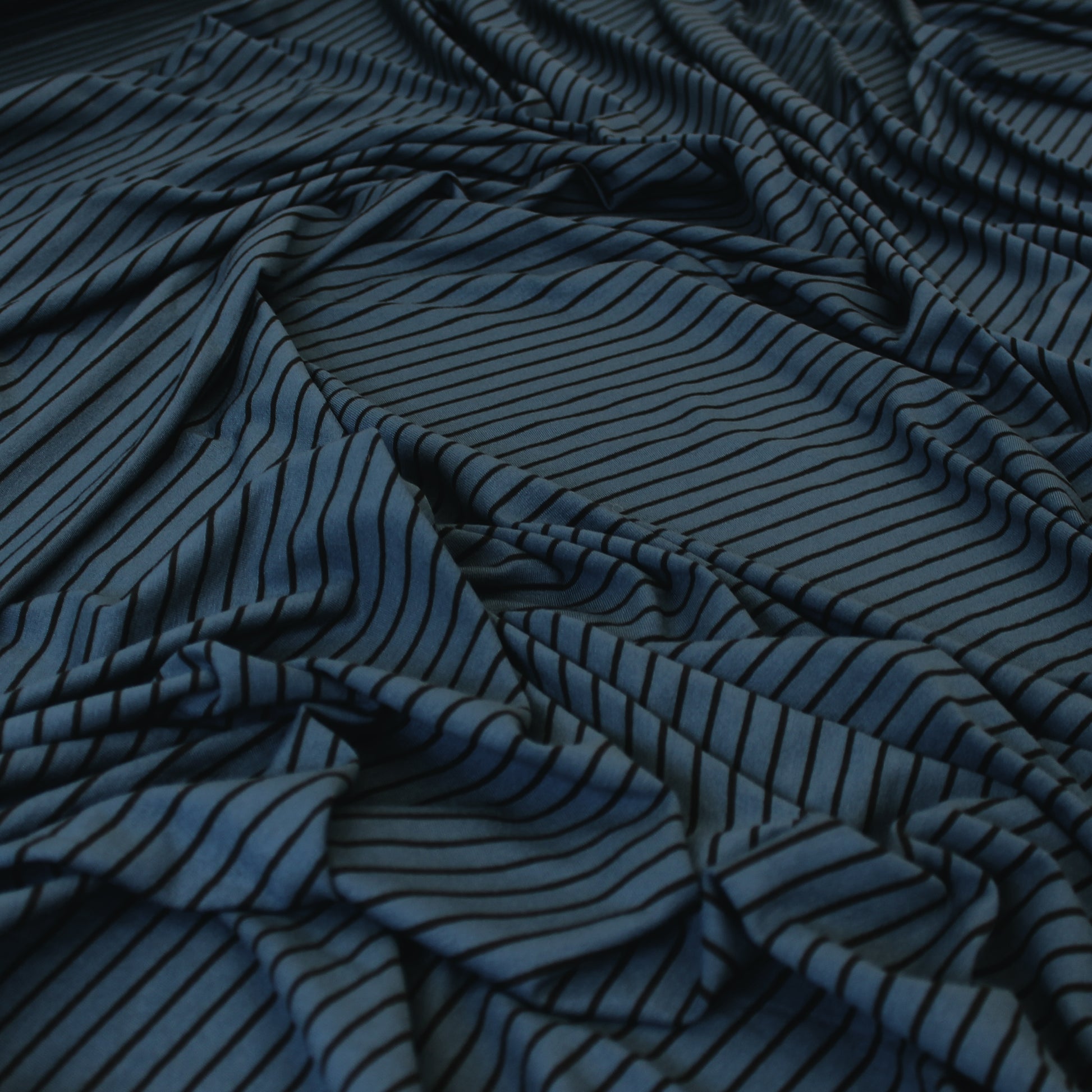 yarn-dyed stripe rayon/spandex jersey - sapphire / black