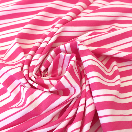 yarn-dyed stripe rayon/spandex jersey - taffy/white