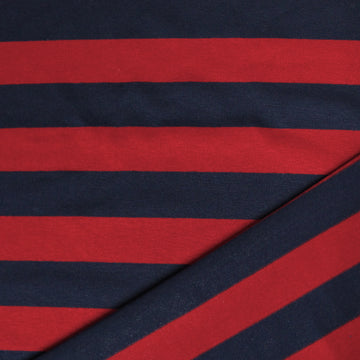 yarn-dyed wide stripe rayon/spandex jersey - red/navy