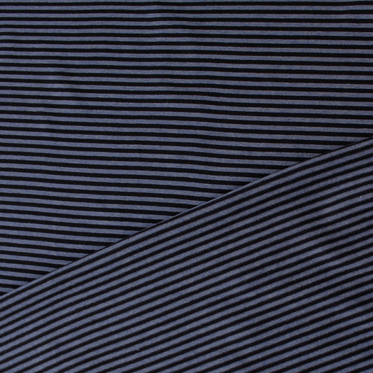 yarn-dyed stripe rayon/spandex jersey - black/indigo heather