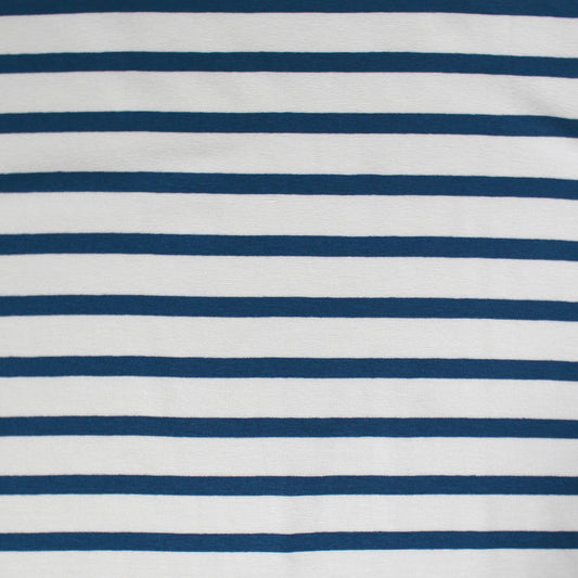 yarn-dyed stripe rayon/spandex jersey - ivory/marine
