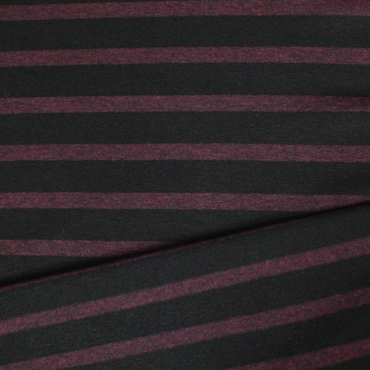 yarn-dyed stripe rayon/spandex jersey - plum/black