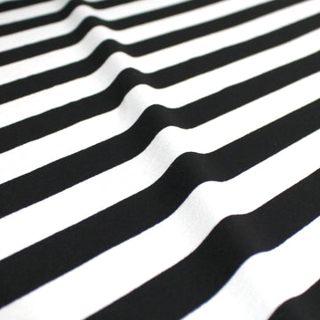 yarn-dyed wide stripe rayon/spandex jersey - cream/black