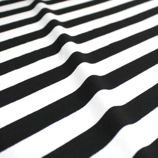 yarn-dyed wide stripe rayon/spandex jersey - cream/black