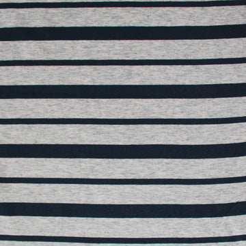yarn-dyed stripe rayon/spandex jersey - navy/gray heather