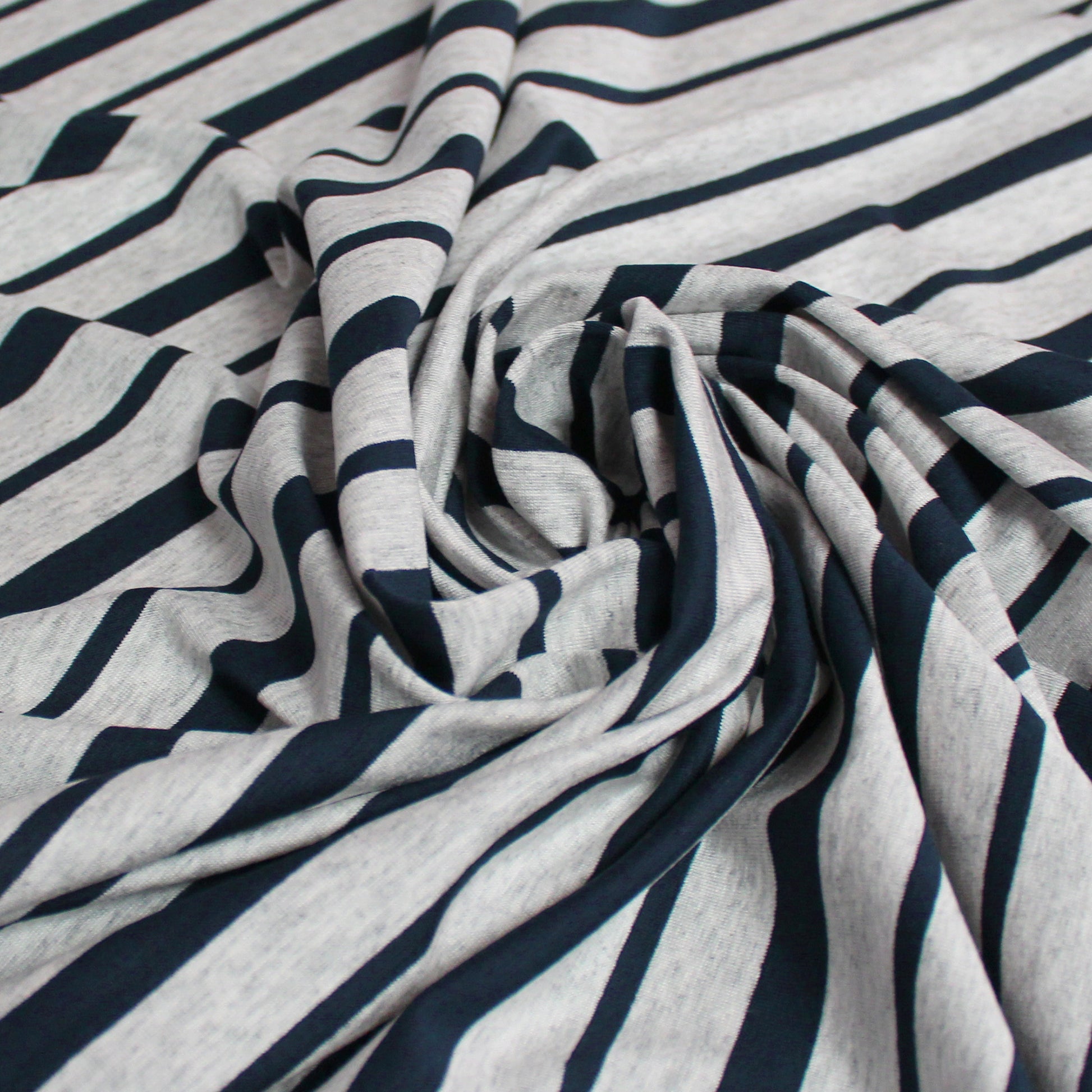 yarn-dyed stripe rayon/spandex jersey - navy/gray heather
