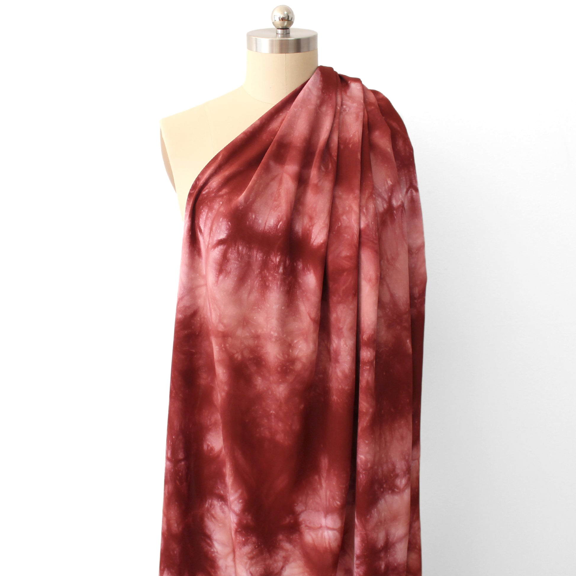 Japanese tie dye 'chirimen' viscose crepe woven - rhubarb