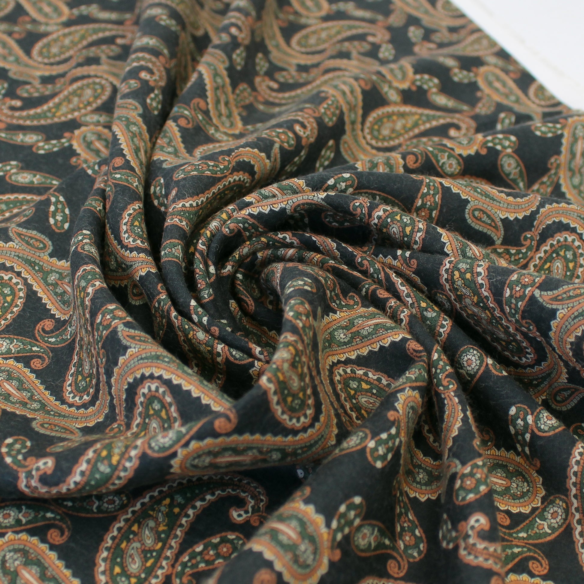 Japanese paisley cotton/Tencel drapey shirting - green