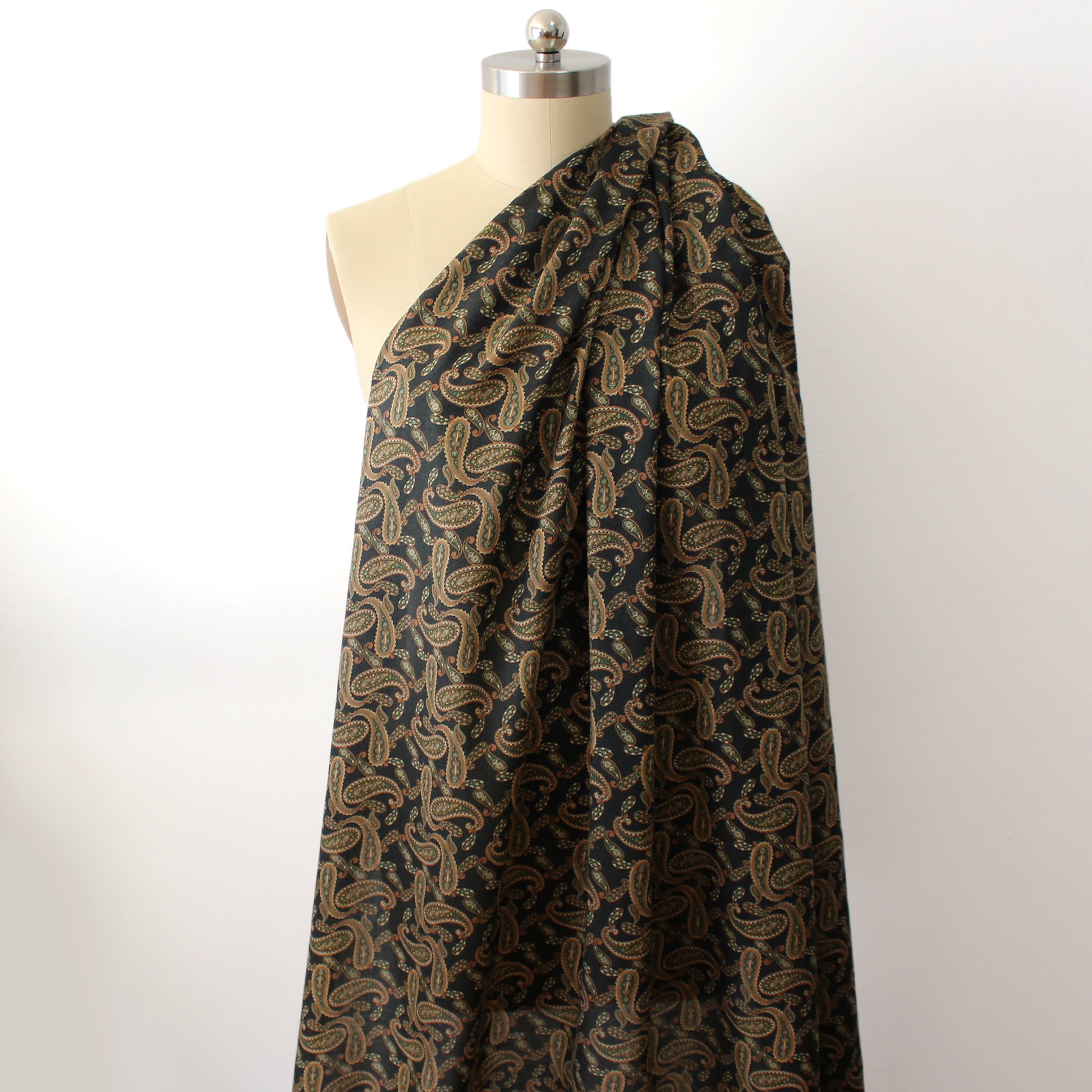 Japanese paisley cotton/Tencel drapey shirting - green