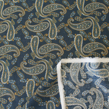 Japanese paisley cotton/Tencel drapey shirting - blue
