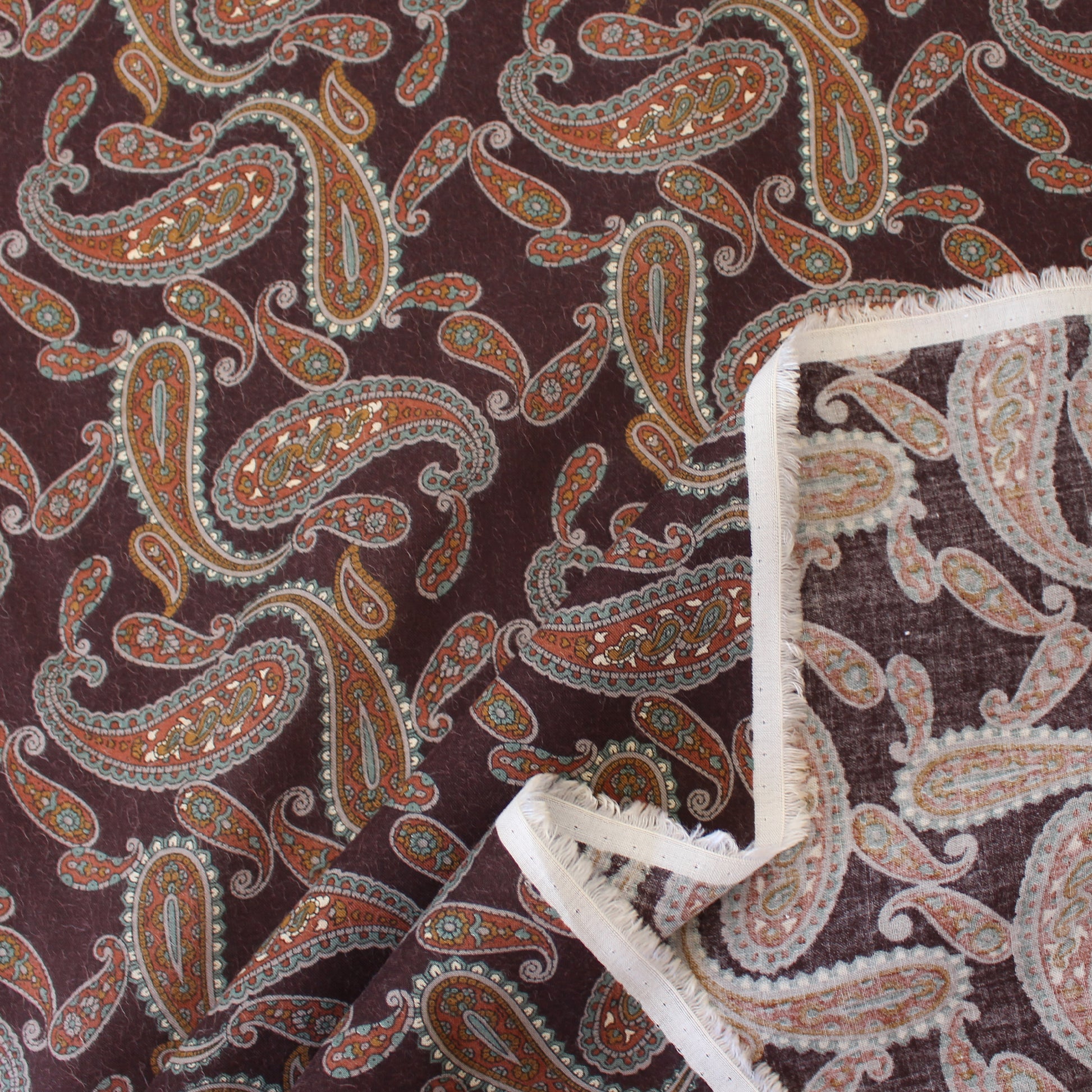Japanese paisley cotton/Tencel drapey shirting - marsala