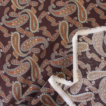 Japanese paisley cotton/Tencel drapey shirting - marsala