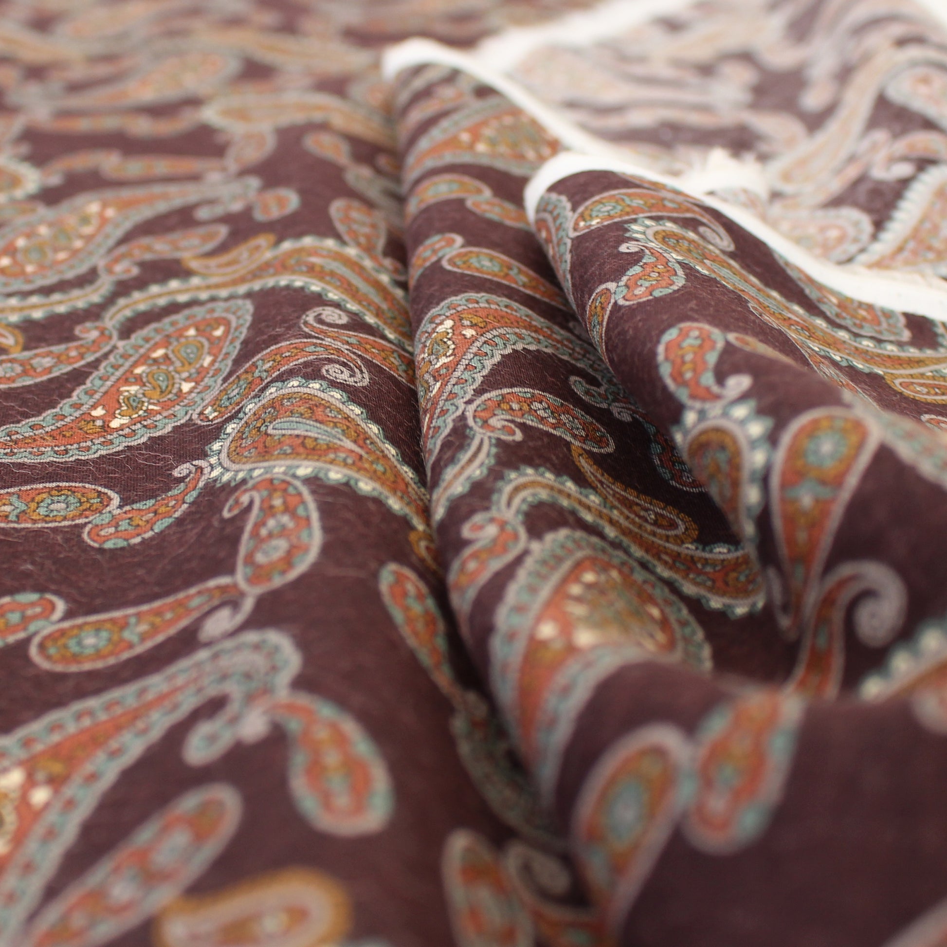 Japanese paisley cotton/Tencel drapey shirting - marsala