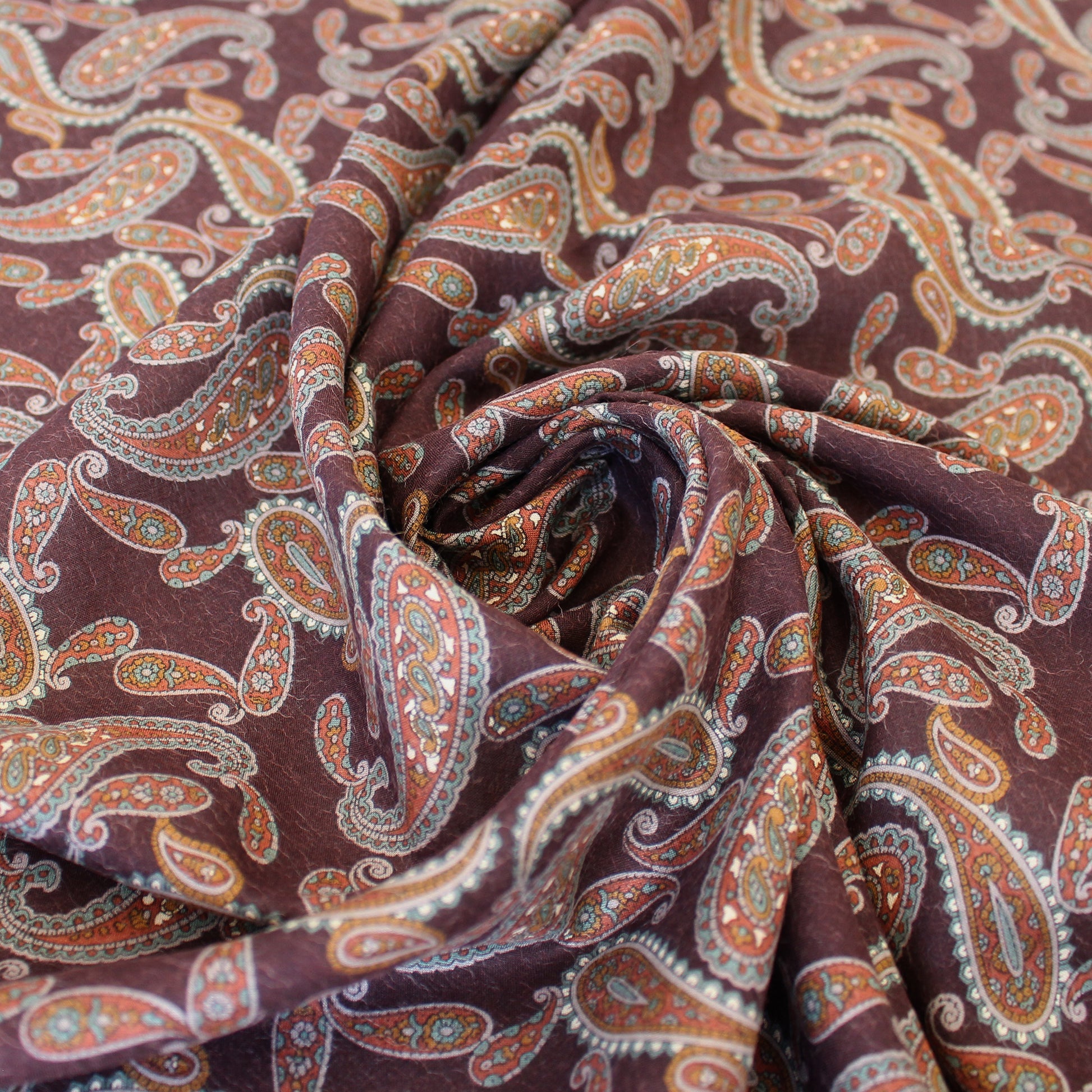 Japanese paisley cotton/Tencel drapey shirting - marsala