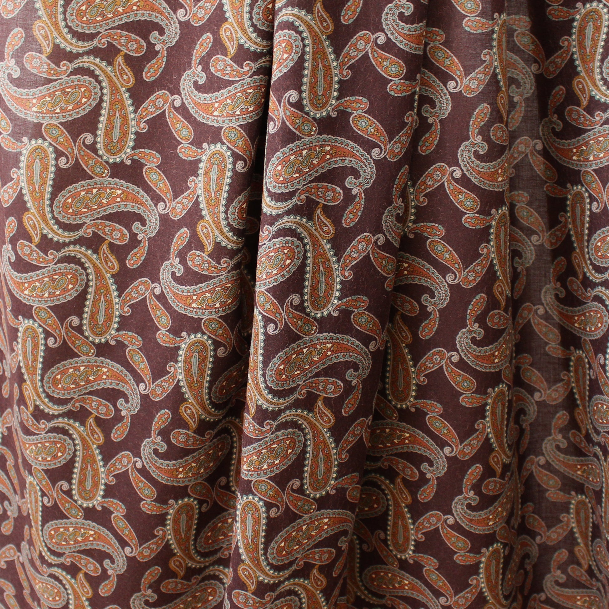 Japanese paisley cotton/Tencel drapey shirting - marsala