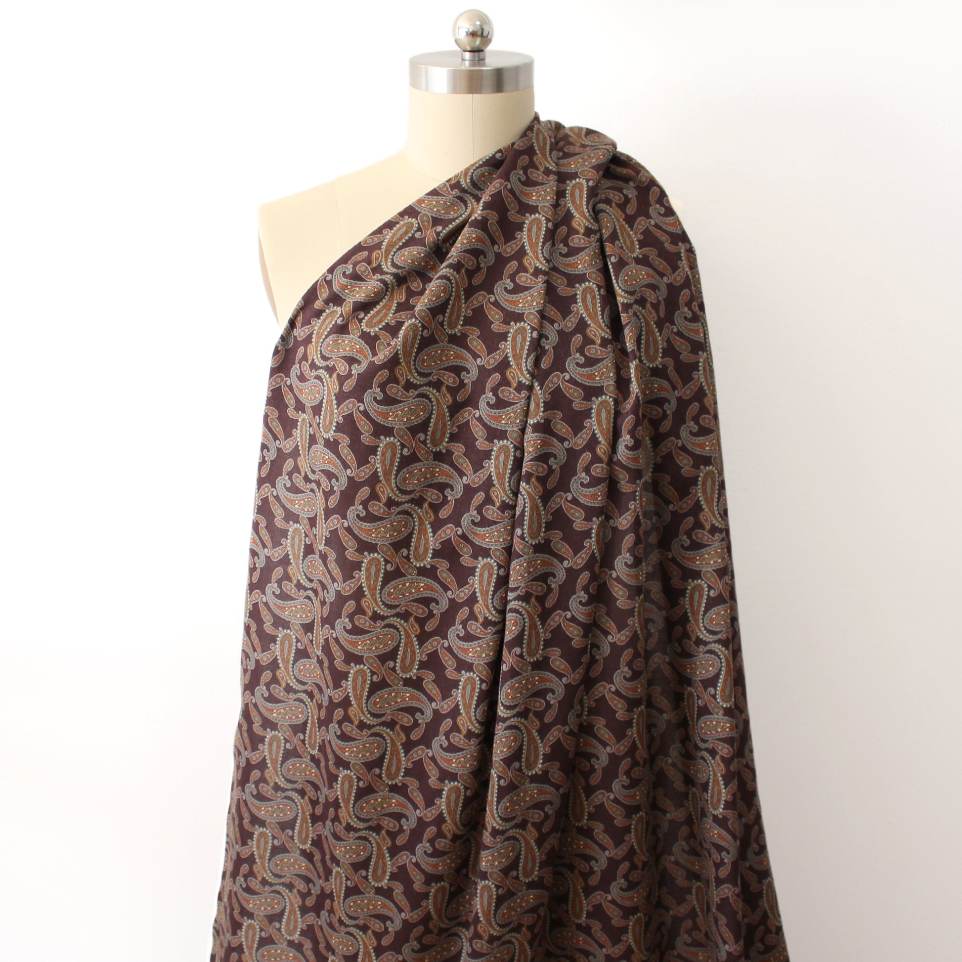 Japanese paisley cotton/Tencel drapey shirting - marsala