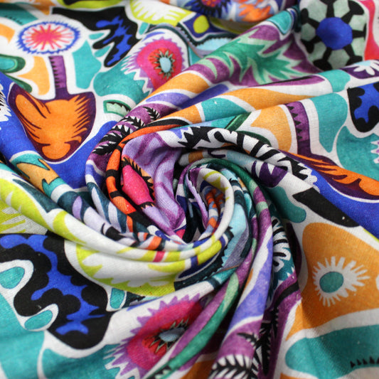 Italian 'Matisse spring' linen dressweight woven