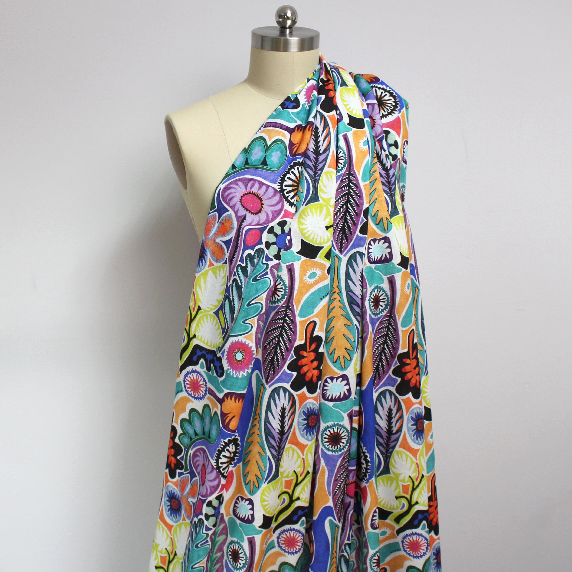 Italian 'Matisse spring' linen dressweight woven